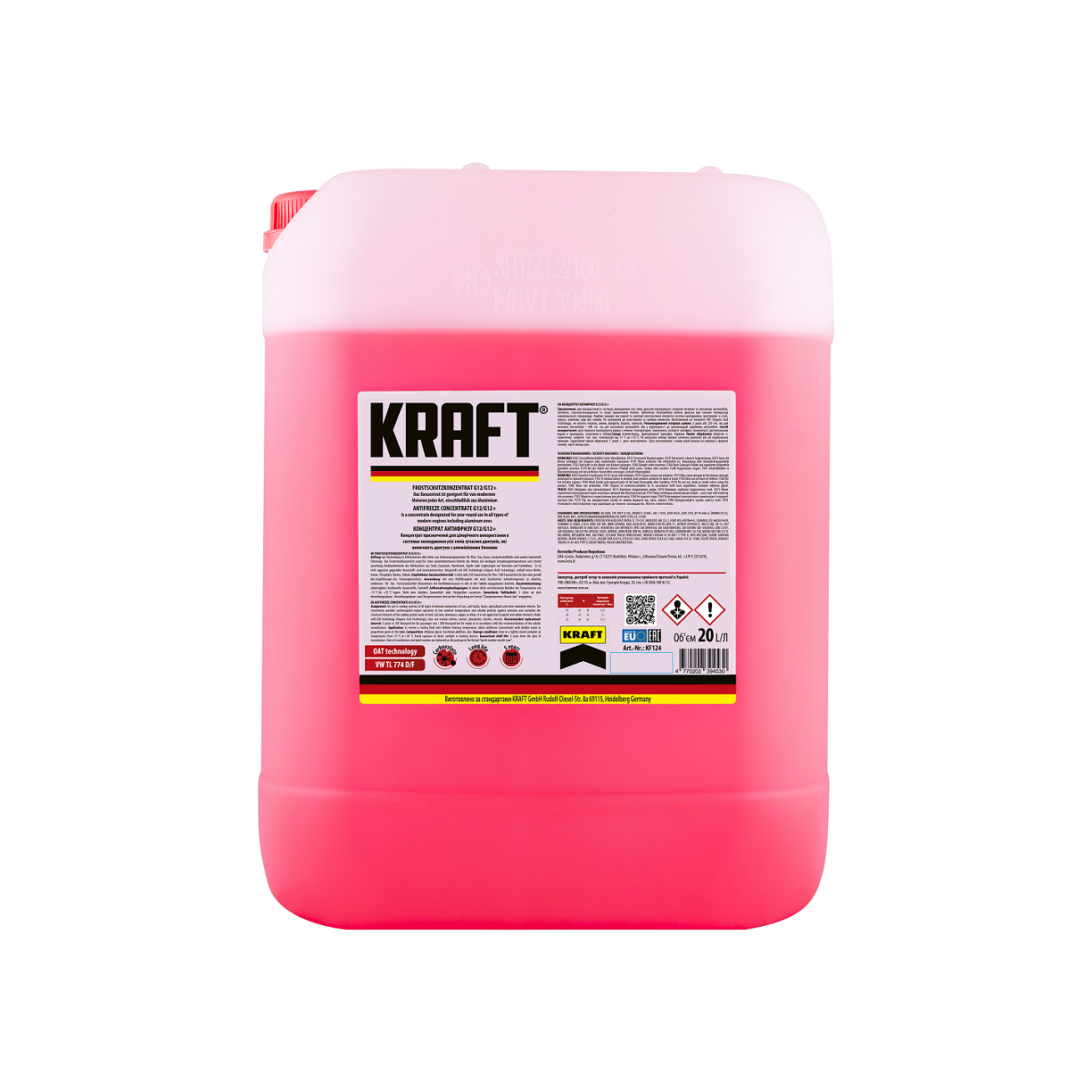 Антифриз концентрат KRAFT G12/G12+ червоний 20 л